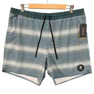 ROARK Mens XL Board Shorts Swim Trunks Hemp Blend Geometric Print Drawstring